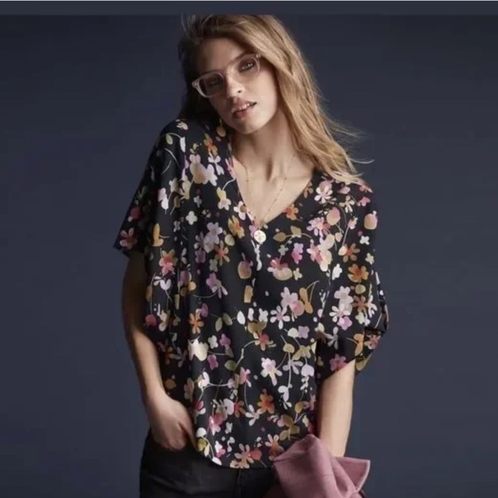 Cabi Navy Floral Top